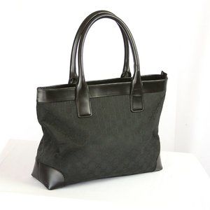 Gucci GG / Black Canvas & Leather / Hand Bag